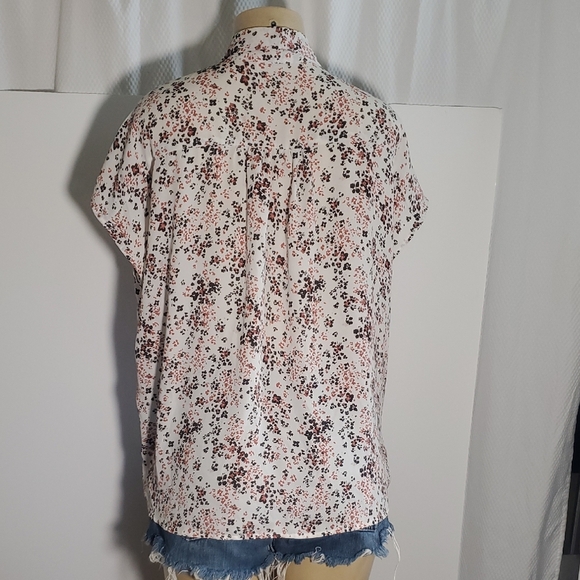 Loft Factory Shirt Women’s Ceam Blouse Floral Print Size L - Picture 6 of 11